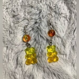 Handmade yellow and orange gummy bear earrings